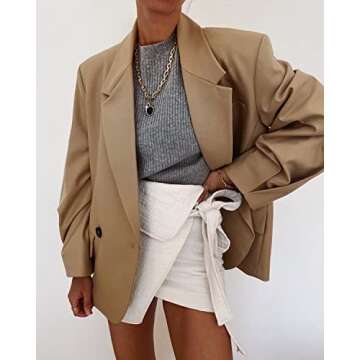 Chic Grlasen Women’s Khaki Oversized Blazer for Work