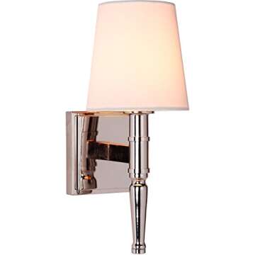 Craftmade 44601-PLN Ella Linen Wall Sconce Lighting, 1-Light, 60 Watts, Polished Nickel (5"W x 12"H)