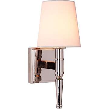 Craftmade 44601-PLN Ella Linen Wall Sconce Lighting, 1-Light, 60 Watts, Polished Nickel (5"W x 12"H)