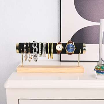 Aqerimit Bracelet Display Holder Black Bangle Watch Storage T-bar Stand Towers for Jewelry Organizat...