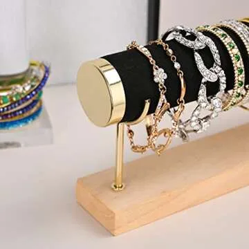Aqerimit Bracelet Display Holder Black Bangle Watch Storage T-bar Stand Towers for Jewelry Organization Single Tier