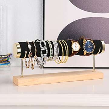 Aqerimit Bracelet Display Holder Black Bangle Watch Storage T-bar Stand Towers for Jewelry Organization Single Tier