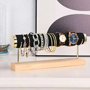 Aqerimit Bracelet Display Holder Black Bangle Watch Storage T-bar Stand Towers for Jewelry Organization Single Tier