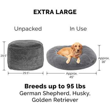 Furhaven Soft & Cozy Dog Bed for Large Dogs, Refillable w/ Removable Washable Cover & Liner, For Dog...