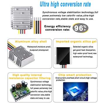 EAGWELL DC Converter Regulator Power Supply Adapter for Motor Car Truck Vehicle Boat Solar System