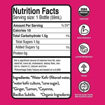 9-Pack Sunny Culture Organic Ginger Shots, Wellness Shots, Immunity Shot, & Detox - 2 oz Probiotic Gut Shots - Water Kefir, Turmeric, Ginger, Lemon, Black Pepper, & Cayenne Pepper