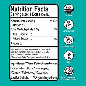 9-Pack Sunny Culture Organic Ginger Shots, Wellness Shots, Immunity Shot, & Detox - 2 oz Probiotic Gut Shots - Water Kefir, Turmeric, Ginger, Lemon, Black Pepper, & Cayenne Pepper