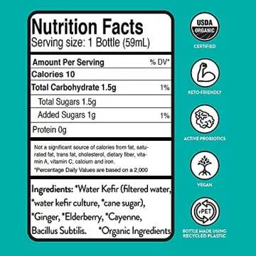9-Pack Sunny Culture Organic Ginger Shots, Wellness Shots, Immunity Shot, & Detox - 2 oz Probiotic Gut Shots - Water Kefir, Turmeric, Ginger, Lemon, Black Pepper, & Cayenne Pepper