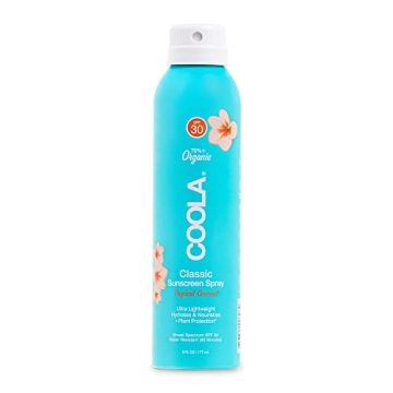 COOLA Organic SPF 30 Sunblock Spray - Tropical Coconut Scent, Vegan & Reef Safe