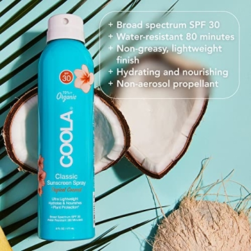 COOLA Organic SPF 30 Sunblock Spray Tropical Coconut Vegan