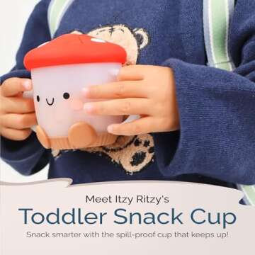 Itzy Ritzy Toddler Snack Cup - Spill-Proof Snack Cup for Toddlers with Soft Silicone Lid for Easy Fo...