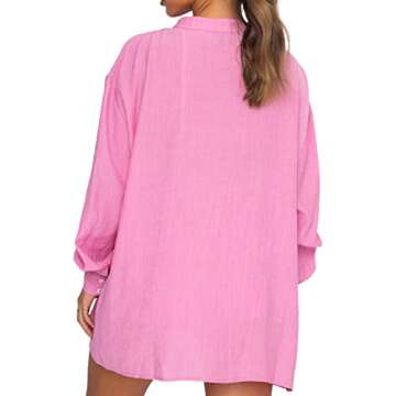 RUEWEY Women 2 Piece Tracksuit Casual Outfits Button Down Shirt Cardigan Tops + Elastic Waist Lounge Shorts Set (S, Pink)