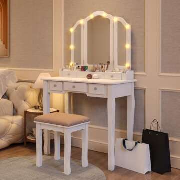 Stylish YIXHQ Makeup Vanity with Lights and Storage