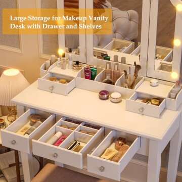 Stylish YIXHQ Makeup Vanity with Lights and Storage