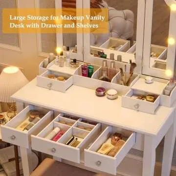 Stylish YIXHQ Makeup Vanity with Lights and Storage