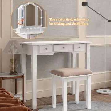 Stylish YIXHQ Makeup Vanity with Lights and Storage