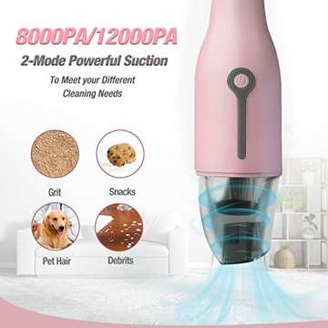 HAUSHOF Handheld Vacuum, Cordless Car Vacuum Cleaner 8000PA/12000PA 2 Modes with Cleaning Brush, Rec...
