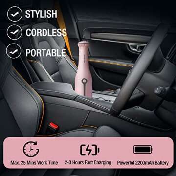HAUSHOF Handheld Vacuum, Cordless Car Vacuum Cleaner 8000PA/12000PA 2 Modes with Cleaning Brush, Rechargeable Portable Mini Vacuum for Car, Home and Pet(Pink)