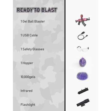 YaGee Gel Ball Blaster for Orbeez, Ideal Gifts for Christmas Stocking Stuffers, Shoots Splat Ball for Winter Outdoor Team Games or Indoor Activities & Party, Pink (Toys for Ages 14+)