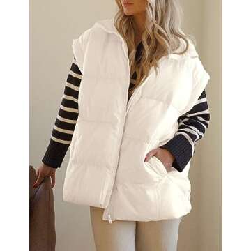 APAFES Women Winter Oversized Puffer Vest Lightweight Stand Collar Flysleeve Insulated Padded Puffy Jackets Coat with Pockets