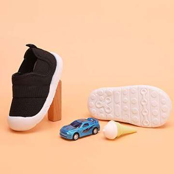 peggy piggy Baby Shoes Boy&Girl Infant Sneakers Non-Slip First Walking Shoes Breathable Mesh Shoes 6 9 12 18 Months(20312-blk-17)