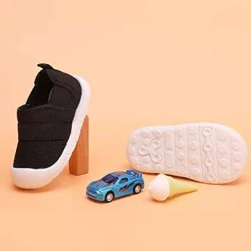 peggy piggy Baby Shoes Boy&Girl Infant Sneakers Non-Slip First Walking Shoes Breathable Mesh Shoes 6 9 12 18 Months(20312-blk-17)