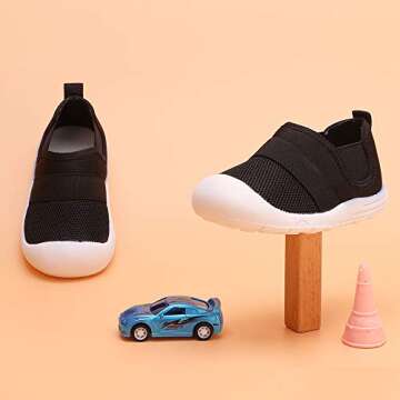 peggy piggy Baby Shoes Boy&Girl Infant Sneakers Non-Slip First Walking Shoes Breathable Mesh Shoes 6 9 12 18 Months(20312-blk-17)
