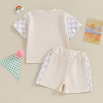 Karwuiio Toddler Baby Boy Summer Outfit Short Sleeve T-Shirt Tops Elastic Waist Shorts Set Baby Boys Clothes(Khaki,6-12 Months)