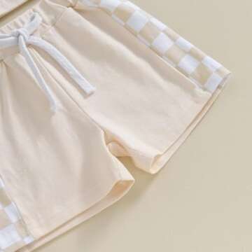 Karwuiio Toddler Baby Boy Summer Outfit Short Sleeve T-Shirt Tops Elastic Waist Shorts Set Baby Boys Clothes(Khaki,6-12 Months)