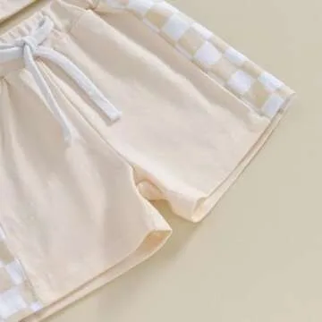 Karwuiio Toddler Baby Boy Summer Outfit Short Sleeve T-Shirt Tops Elastic Waist Shorts Set Baby Boys Clothes(Khaki,6-12 Months)