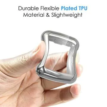 Simpeak Soft Screen Protector Bumper Case Compatible with Apple Watch 38mm Series 2 Series 3, Pack of 2, All-Around, Clear+Plated Silver