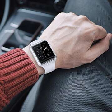 Simpeak Soft Screen Protector Bumper Case Compatible with Apple Watch 38mm Series 2 Series 3, Pack of 2, All-Around, Clear+Plated Silver
