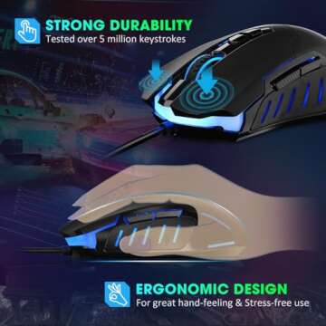 WEEMSBOX Wired Gaming Mouse - RGB LED, High-Precision 7200 DPI