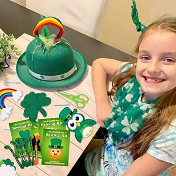 CiyvoLyeen St. Patrick's Day Craft Kids Sewing Kit Fun Saint Paddy's Day Felt DIY Craft Sewing for G...