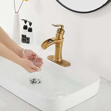 Waterfall Bathroom Faucet Antique Brass - Easy Install & Elegant Style