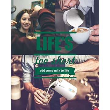 Huogary Milk Frother, Milk Steamer for Milk Foam & Hot Milk(4.5oz/10.5oz), Electric Milk Frother and...