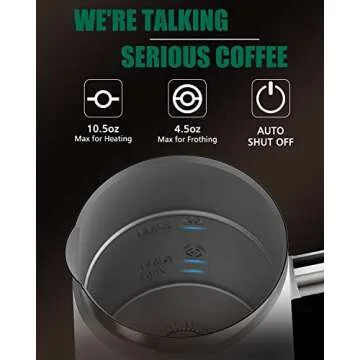 Huogary Milk Frother, Milk Steamer for Milk Foam & Hot Milk(4.5oz/10.5oz), Electric Milk Frother and Warmer for Homemade Coffee, 120V (white)