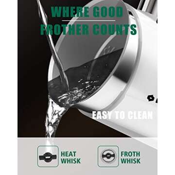 Huogary Milk Frother, Milk Steamer for Milk Foam & Hot Milk(4.5oz/10.5oz), Electric Milk Frother and Warmer for Homemade Coffee, 120V (white)