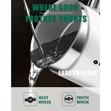 Huogary Milk Frother, Milk Steamer for Milk Foam & Hot Milk(4.5oz/10.5oz), Electric Milk Frother and Warmer for Homemade Coffee, 120V (white)