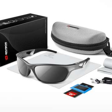 RIVBOS Polarized Sports Sunglasses Driving Sun Glasses Shades for Men Women Tr90 Frame for Cycling Fishing Running RB831 Slive Frame/Black Lens