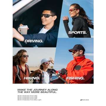 RIVBOS Polarized Sports Sunglasses Driving Sun Glasses Shades for Men Women Tr90 Frame for Cycling Fishing Running RB831 Slive Frame/Black Lens