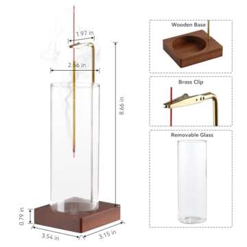 1 Pack Incense Holder for Sticks, Insence-Stick Holder Ash Catcher with Removable Glass [Anti-Ash Fl...