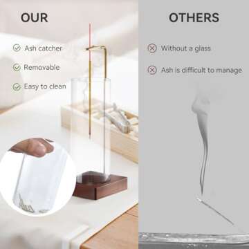 1 Pack Incense Holder for Sticks, Insence-Stick Holder Ash Catcher with Removable Glass [Anti-Ash Flying], Mess-Free Incense Burner Holder, Perfect for Meditation Yoga Relaxation, Home Decor