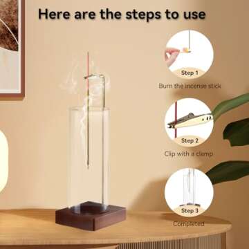1 Pack Incense Holder for Sticks, Insence-Stick Holder Ash Catcher with Removable Glass [Anti-Ash Flying], Mess-Free Incense Burner Holder, Perfect for Meditation Yoga Relaxation, Home Decor