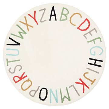 Topotdor Rainbow Round Kids Play Rug Alphabet Nursery Area Rug Extra Large Soft Crawling Play Mat fo...