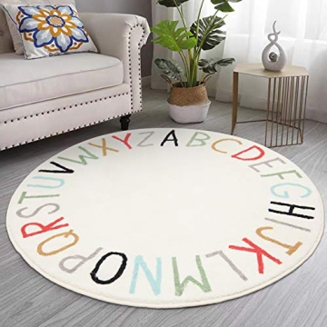 Topotdor Kids Multi Color Alphabets Round Play Rug 40 inch