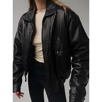 Oversized 90's Women's Ladies Biker Jacket - Vintage Style Outerwear