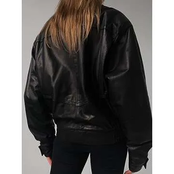 Oversized 90's Women's Ladies Biker Jacket - Vintage Style Outerwear
