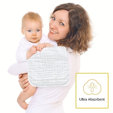 24 Pack Large Cotton Muslin Burp Cloths for Babies