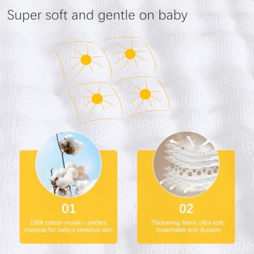 24 Pack Large Cotton Muslin Burp Cloths for Babies